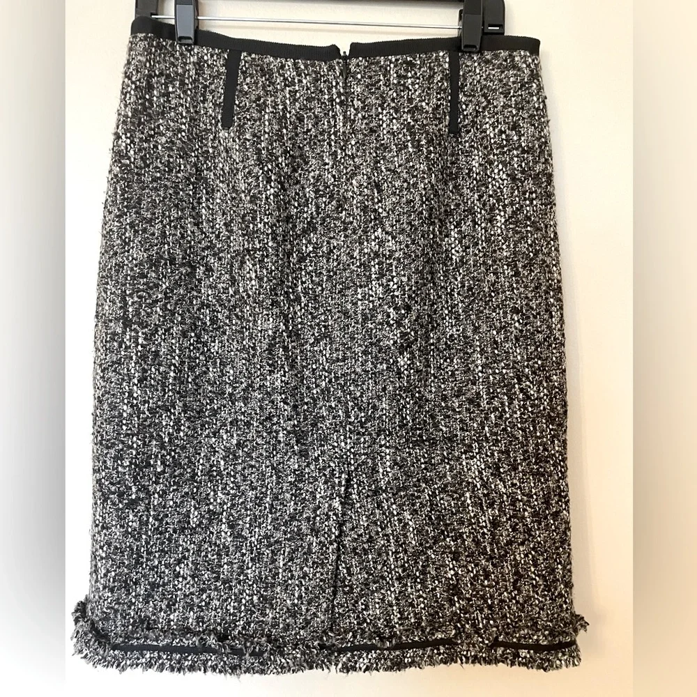 Talbots Black White Wool Blend Tweed Pencil Skirt Size 8